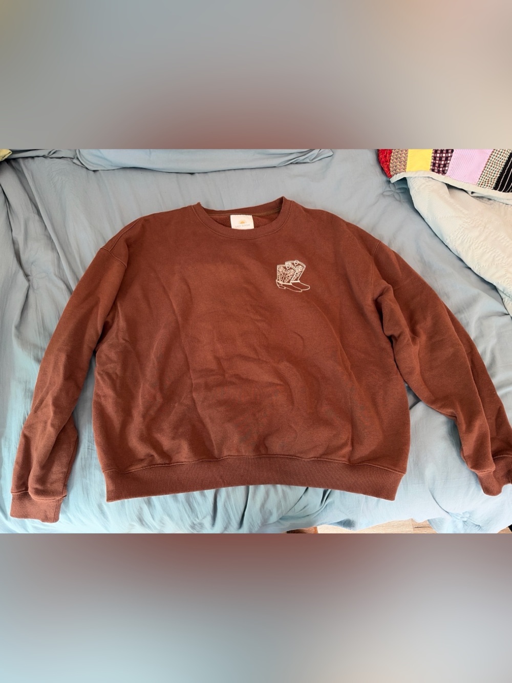Lazy Sunday Western Crewneck Sweatshirt in Brown